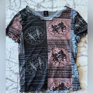 Urban Outfitters Astrology Zodia Boho Print Mesh Crop Top Small